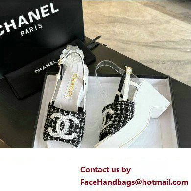 Chanel Tweed  &  Patent Calfskin Sandals G45555 Black 2024